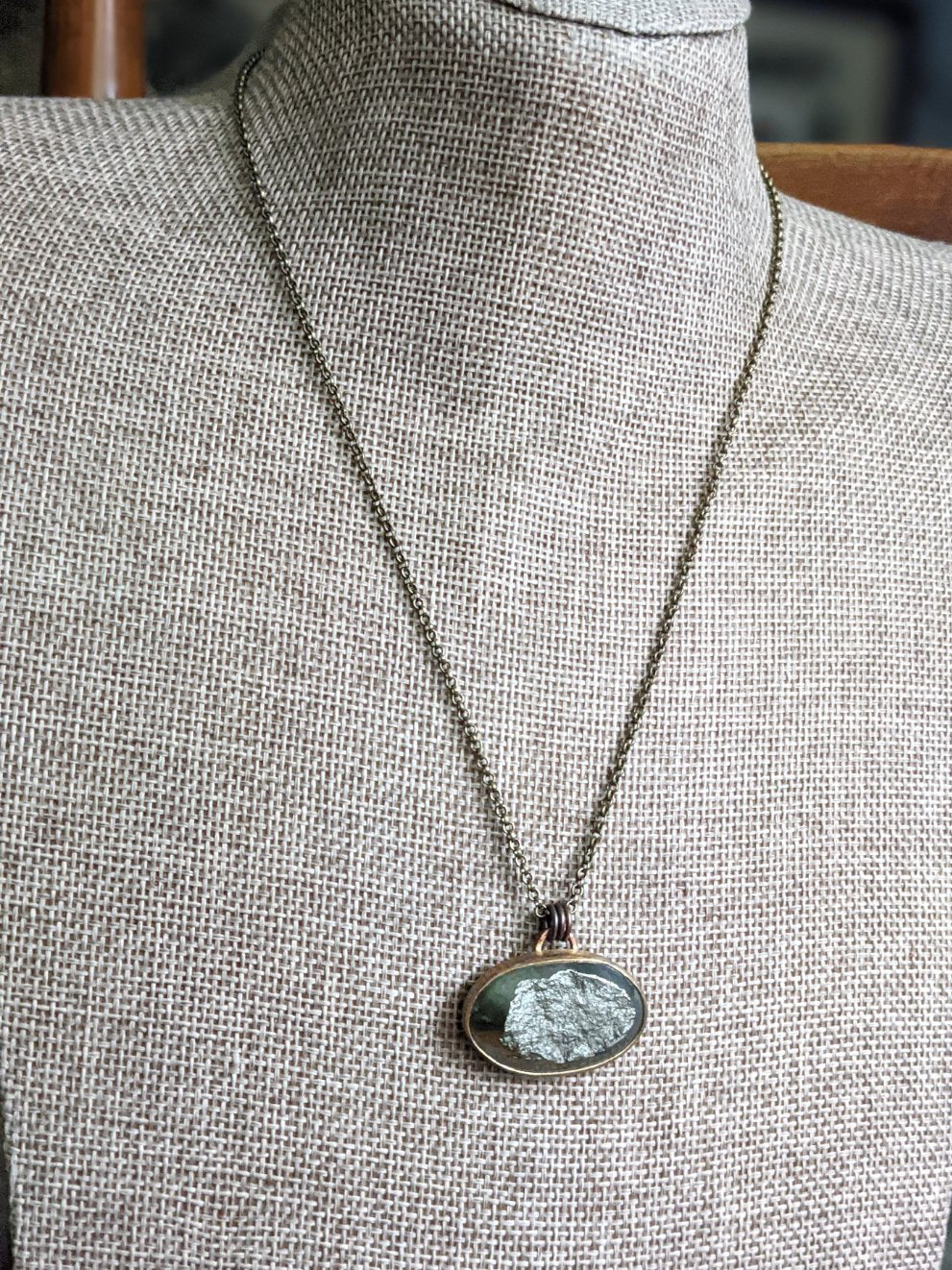 Rough Cut Pyrite Brass Necklace