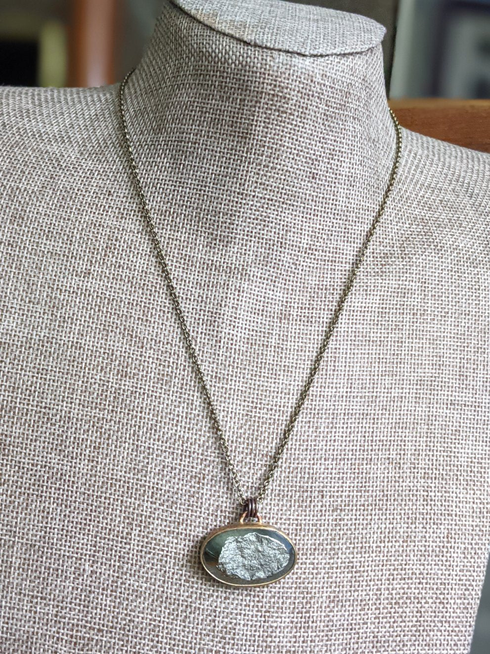 Rough Cut Pyrite Brass Necklace (MTO)