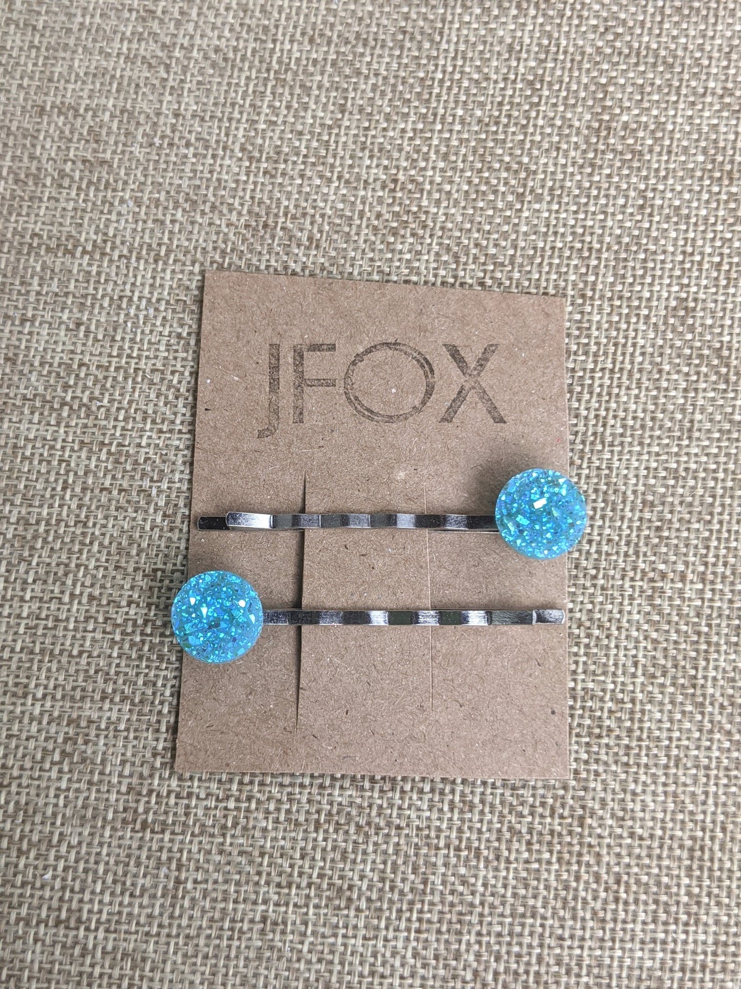 Electric Blue Druzy Bobby Pin Set of 2