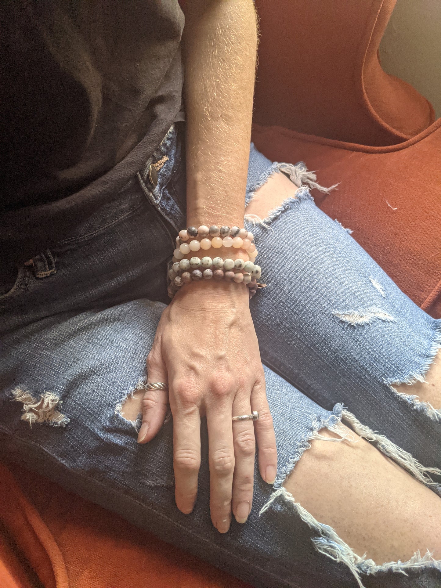 Pink Zebra Jasper Bracelet (Various Sizes Available)