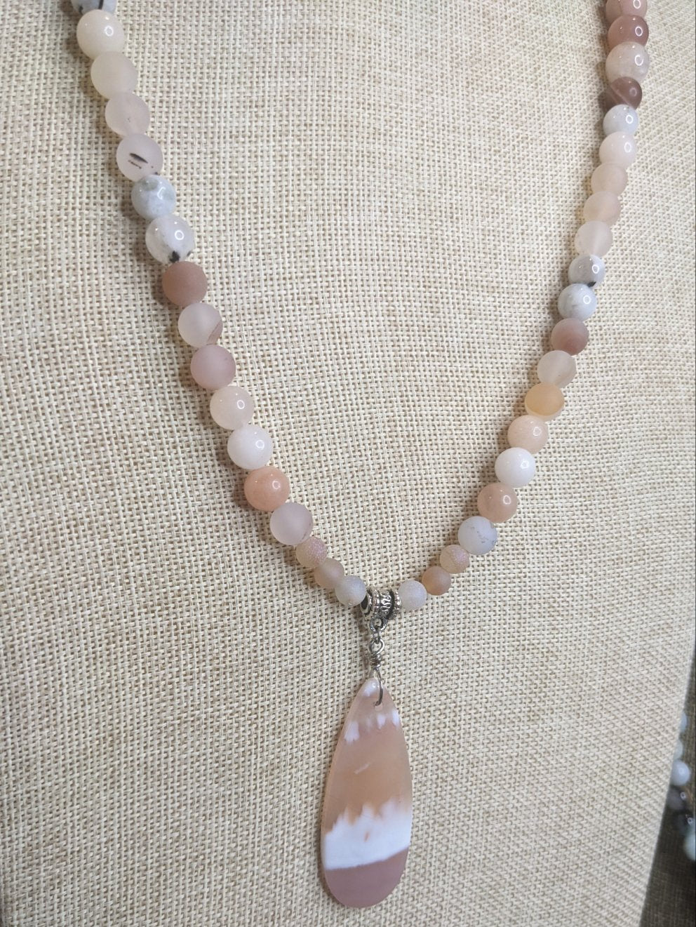 Pink Aventurine, Peach Moonstone and Pink Botswana Agate Statement Necklace