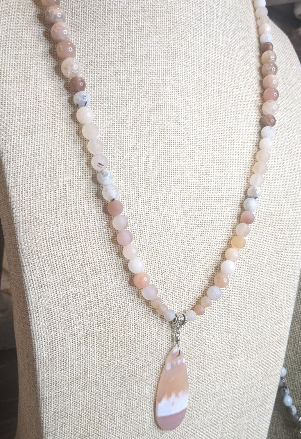 Pink Aventurine, Peach Moonstone and Pink Botswana Agate Statement Necklace