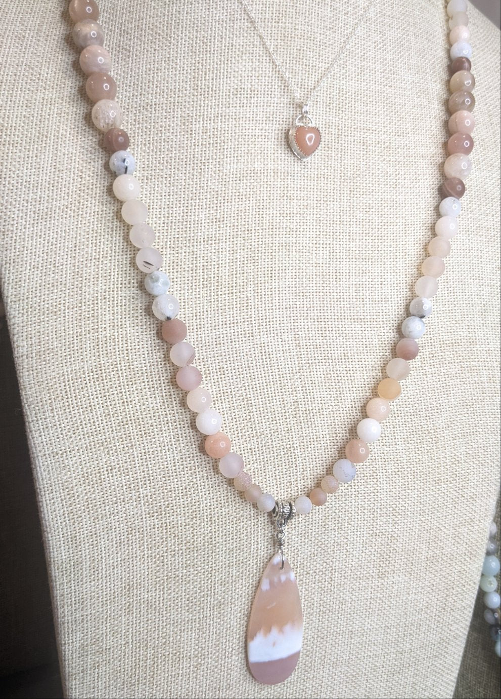 Pink Aventurine, Peach Moonstone and Pink Botswana Agate Statement Necklace