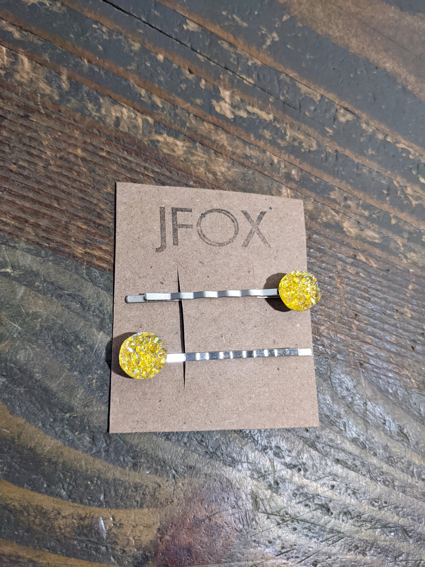 Yellow Druzy Bobby Pin Set of 2