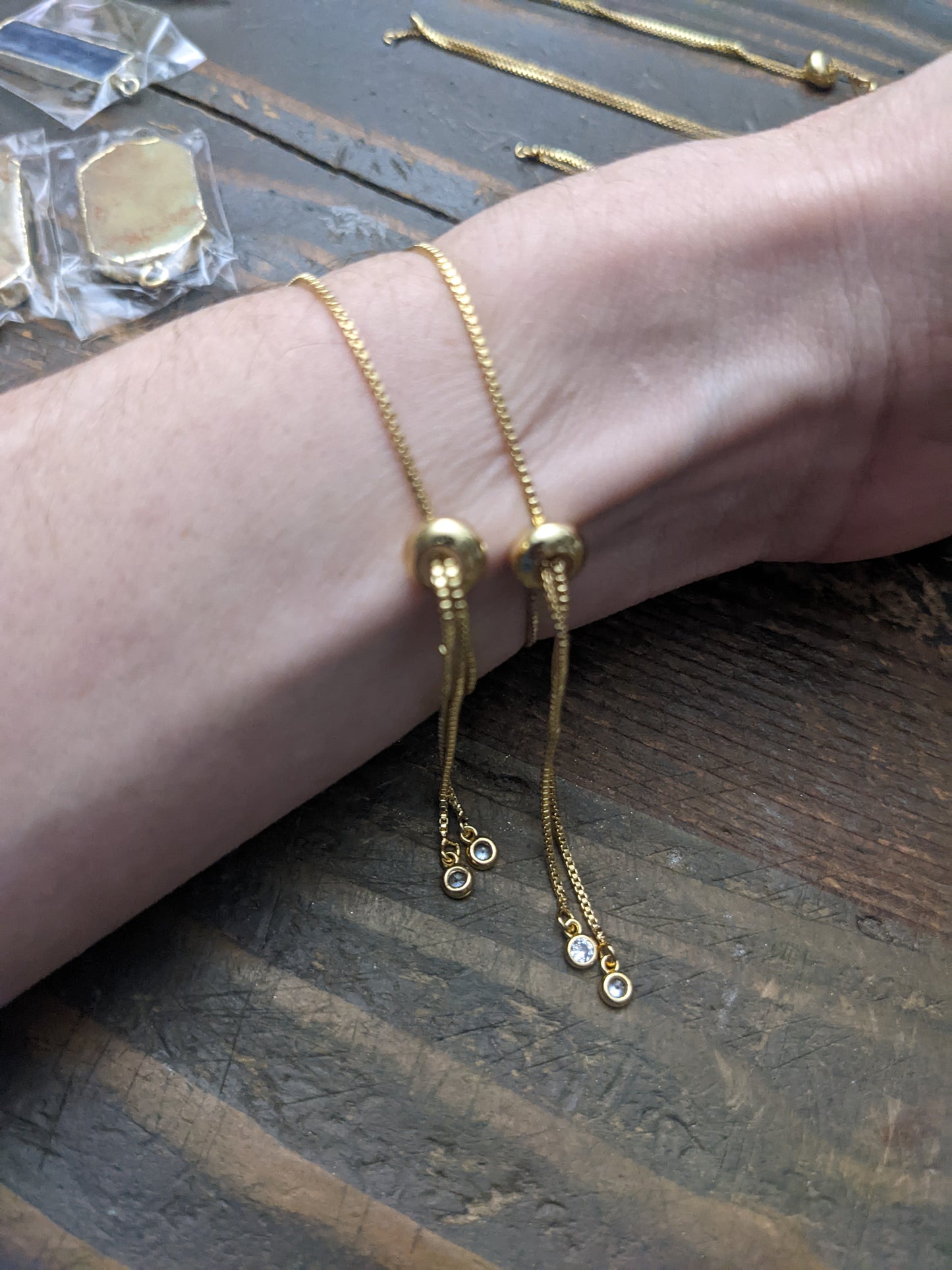 Blue Kyanite Adjustable Slide Bracelet (Silver or Gold)