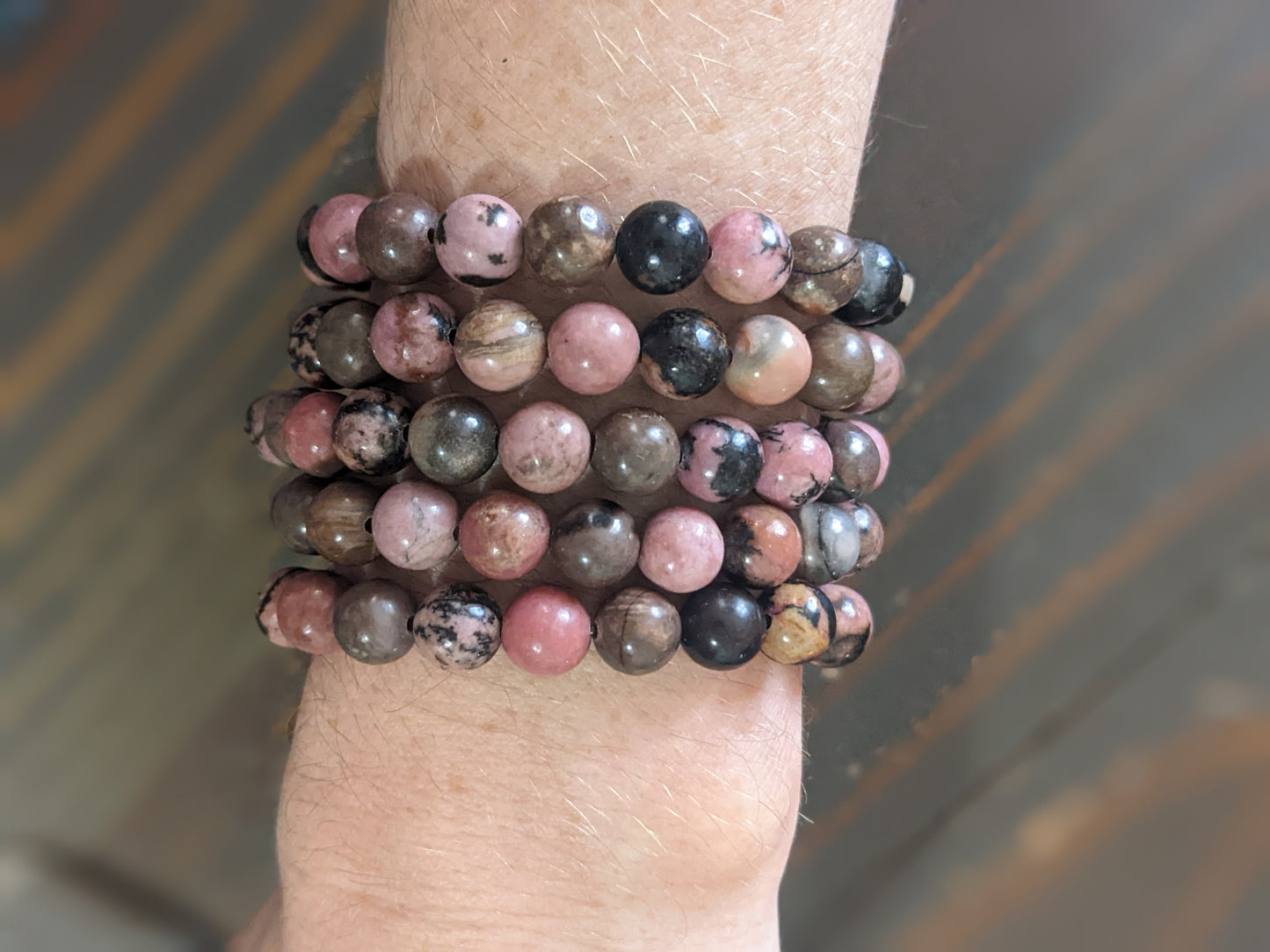 Pulseras de rodonita (varios tamaños disponibles) *Estilo retirado*