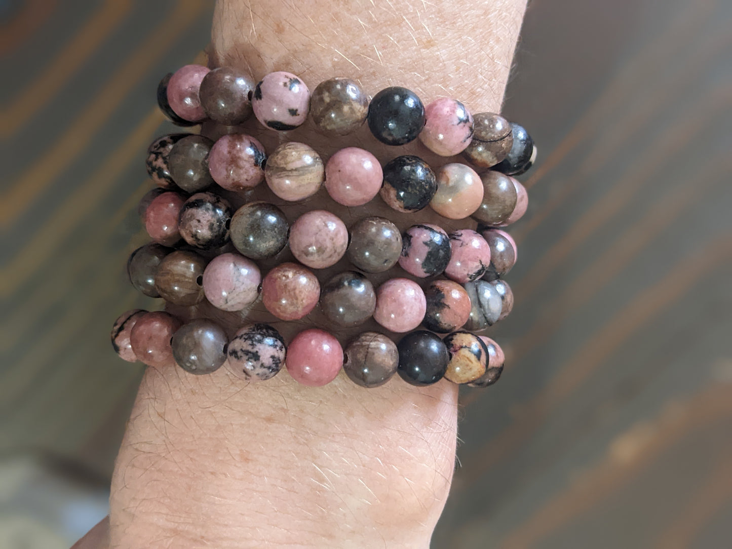 Pulseras de rodonita (varios tamaños disponibles) *Estilo retirado*