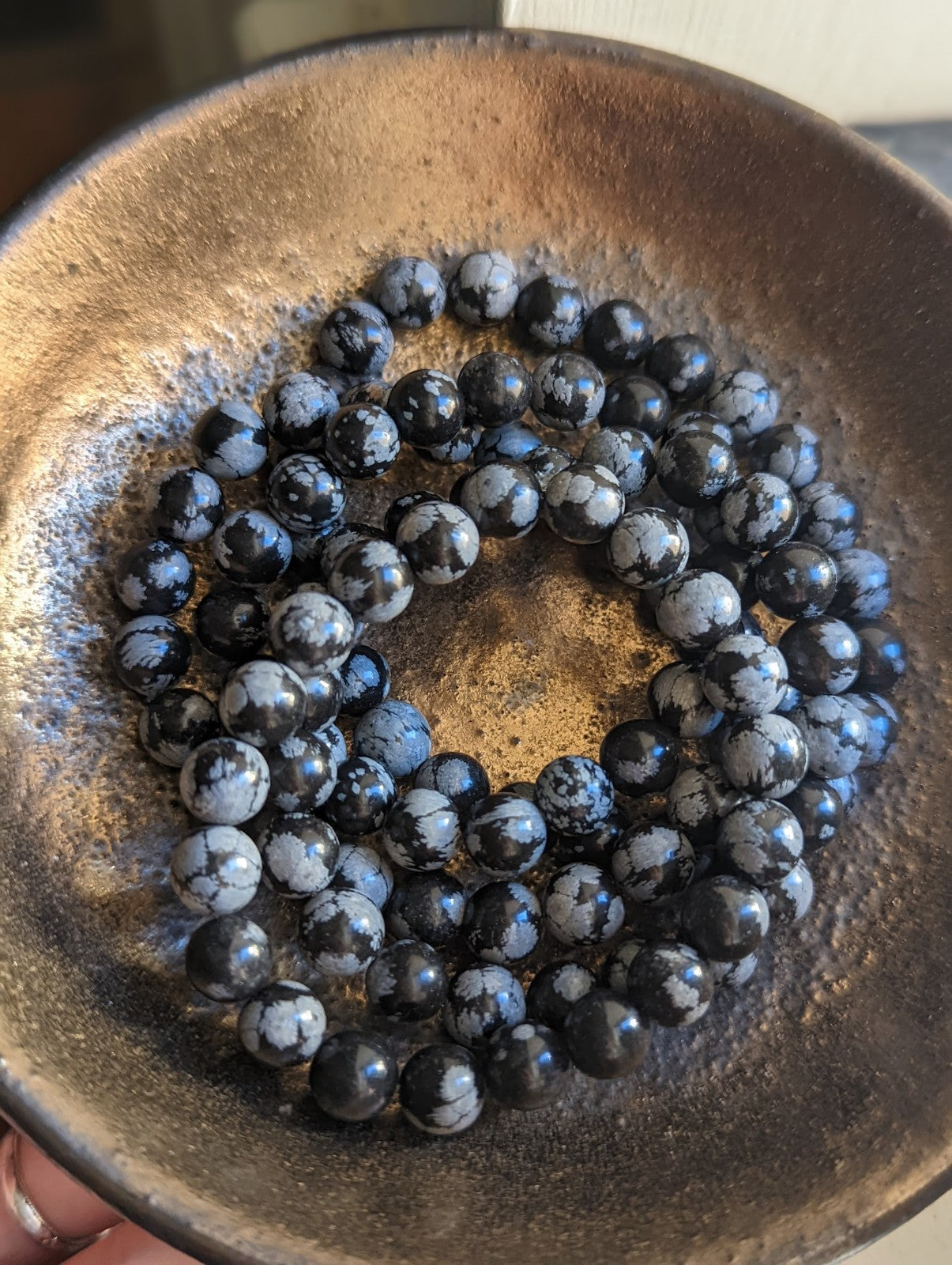 Pulsera de obsidiana copo de nieve (varios tamaños disponibles) *Estilo retirado*