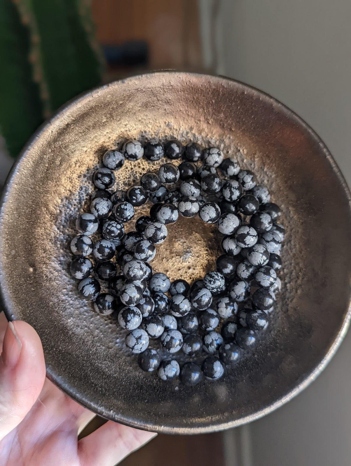 Pulsera de obsidiana copo de nieve (varios tamaños disponibles) *Estilo retirado*