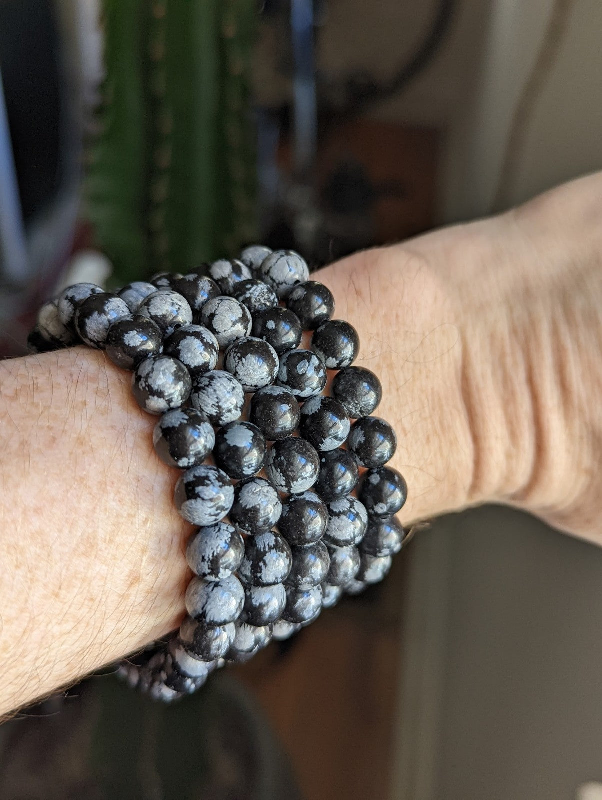 Pulsera de obsidiana copo de nieve (varios tamaños disponibles) *Estilo retirado*