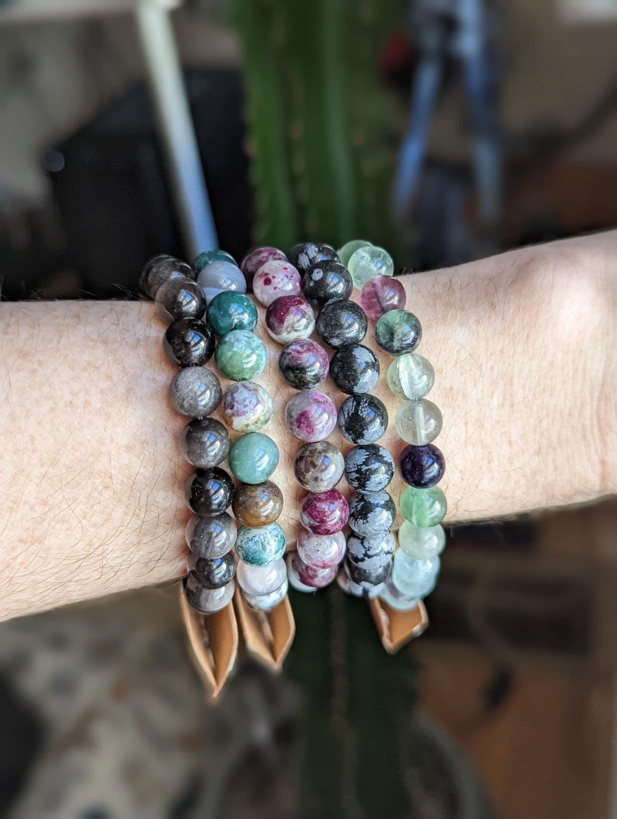 Pulsera de obsidiana copo de nieve (varios tamaños disponibles) *Estilo retirado*