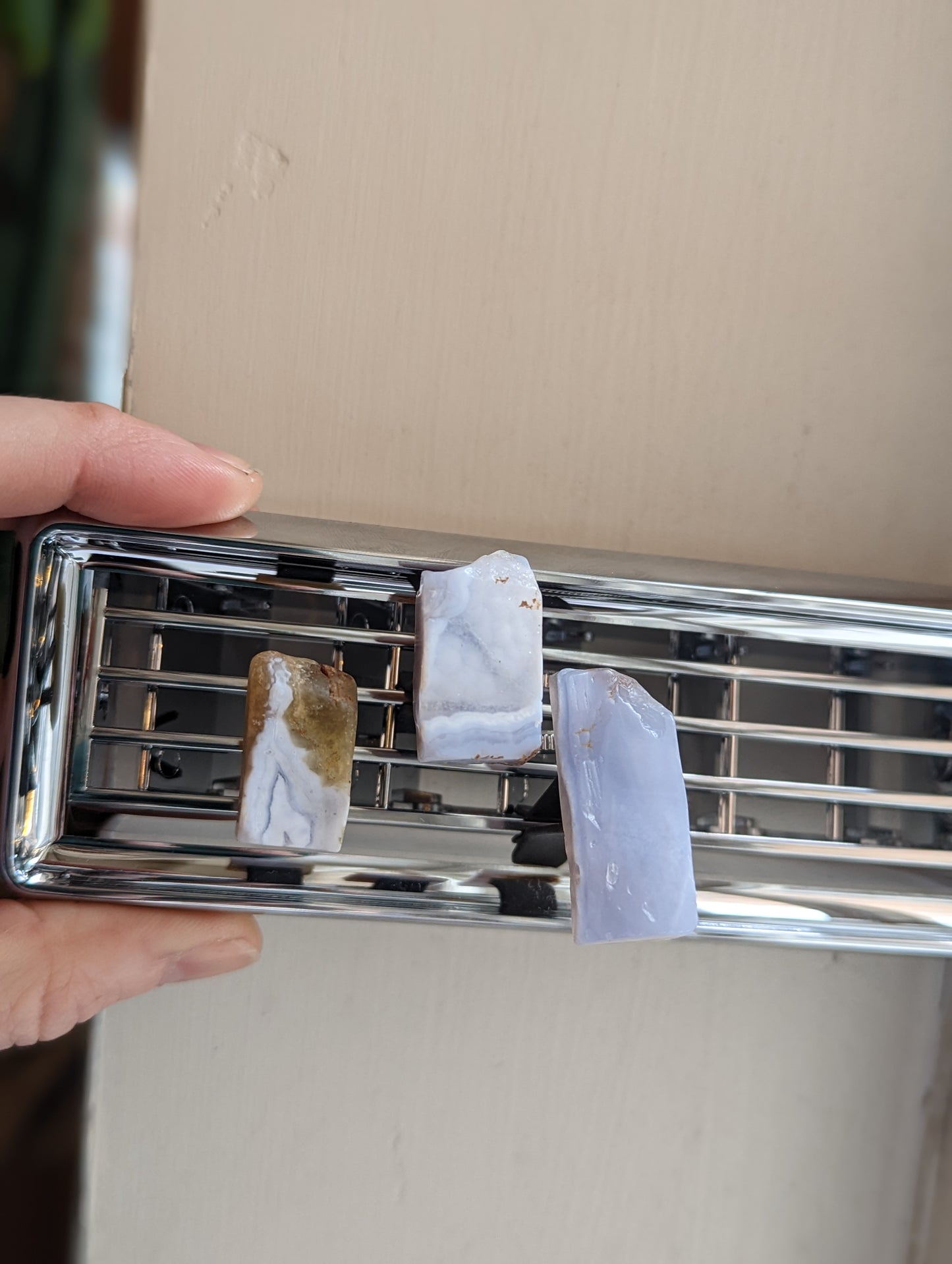 Clips de ventilación "Car-ma" de cristal de ágata de encaje azul