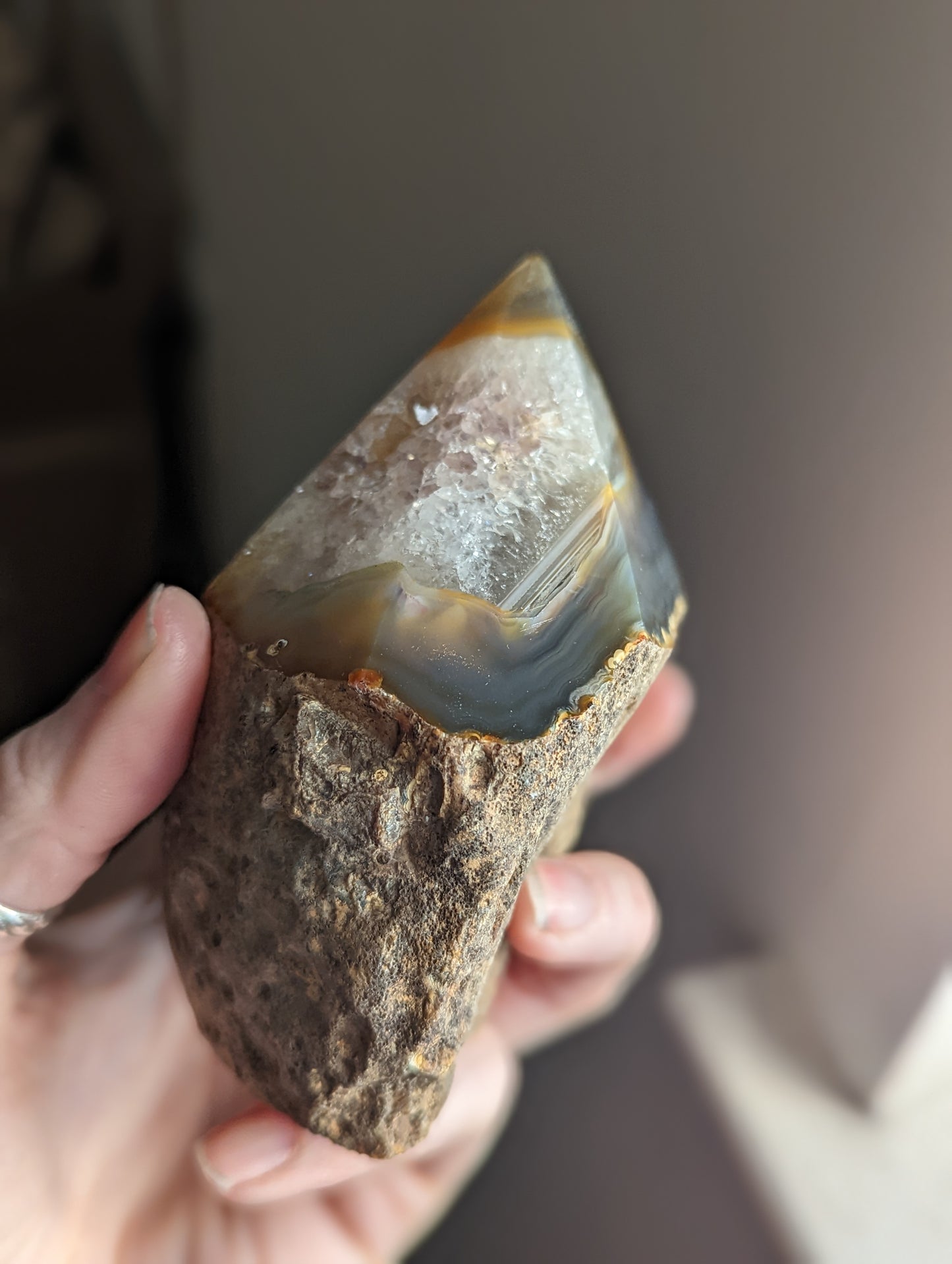 Half Rough Natural Agate Towers