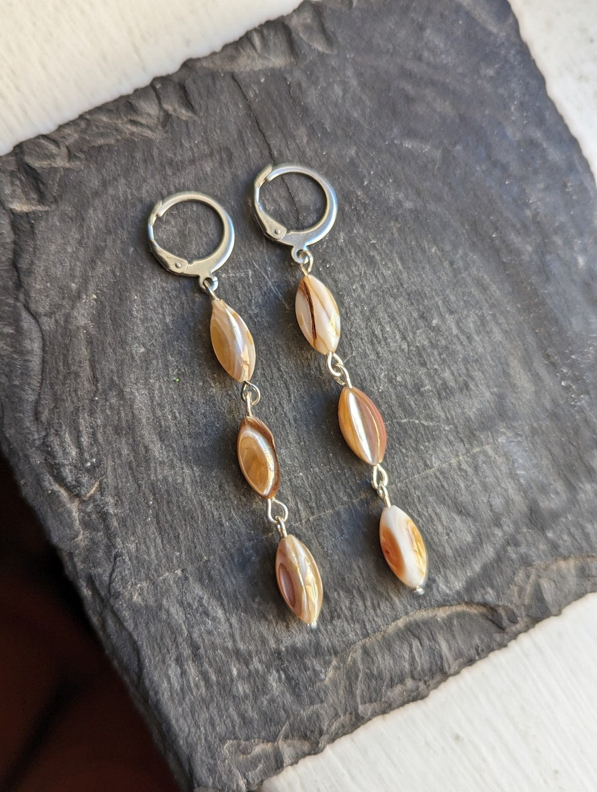 Rice Pearl Trio Silver Hoop Earrings