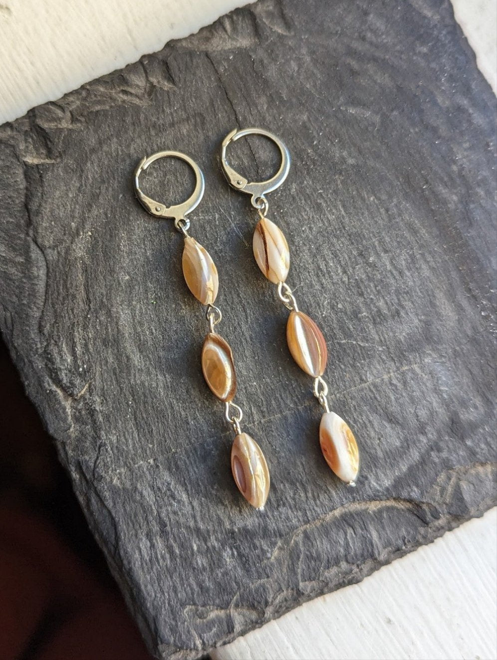 Rice Pearl Trio Silver Hoop Earrings