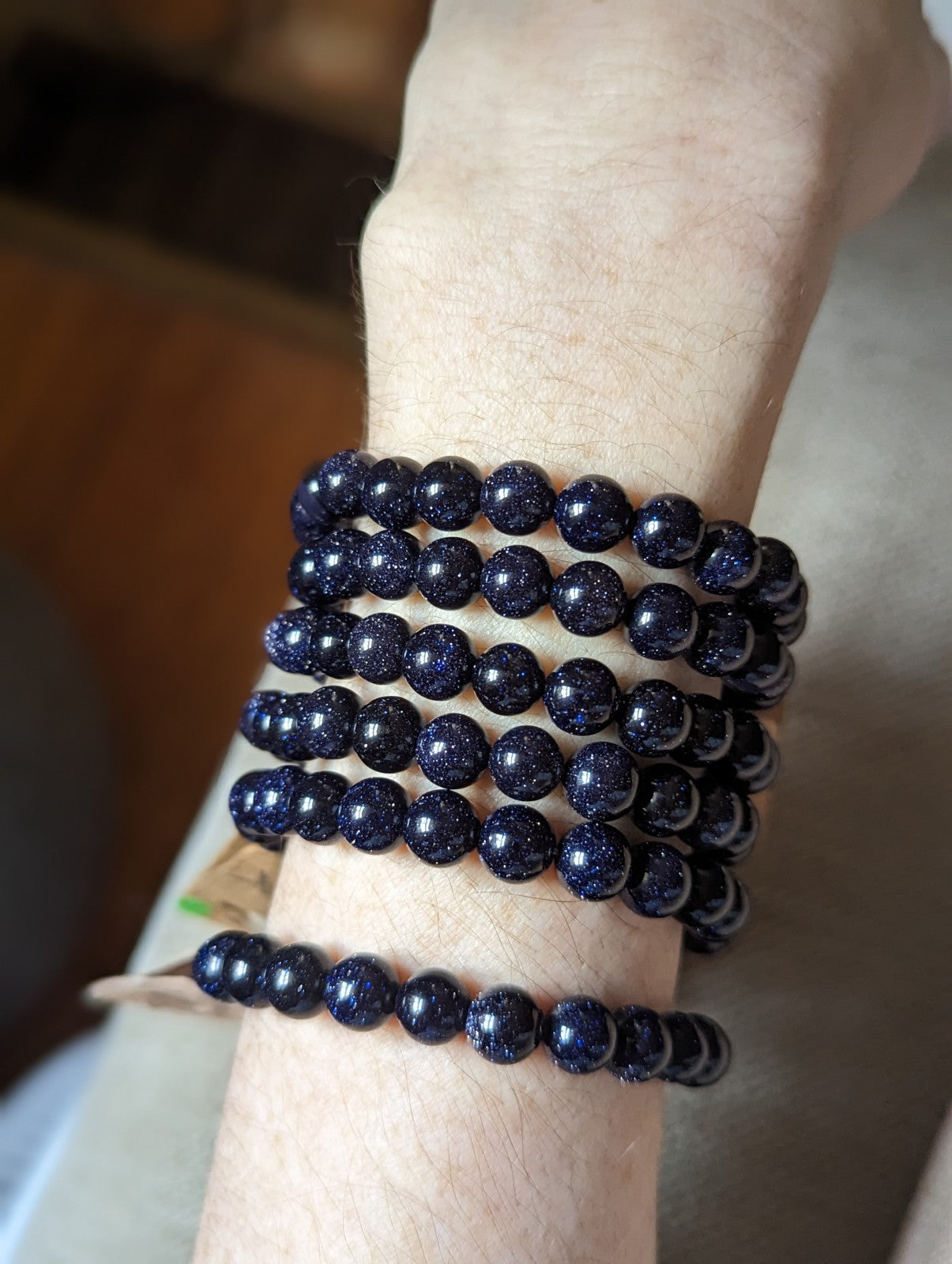 Pulsera de piedra dorada azul (varios tamaños disponibles)