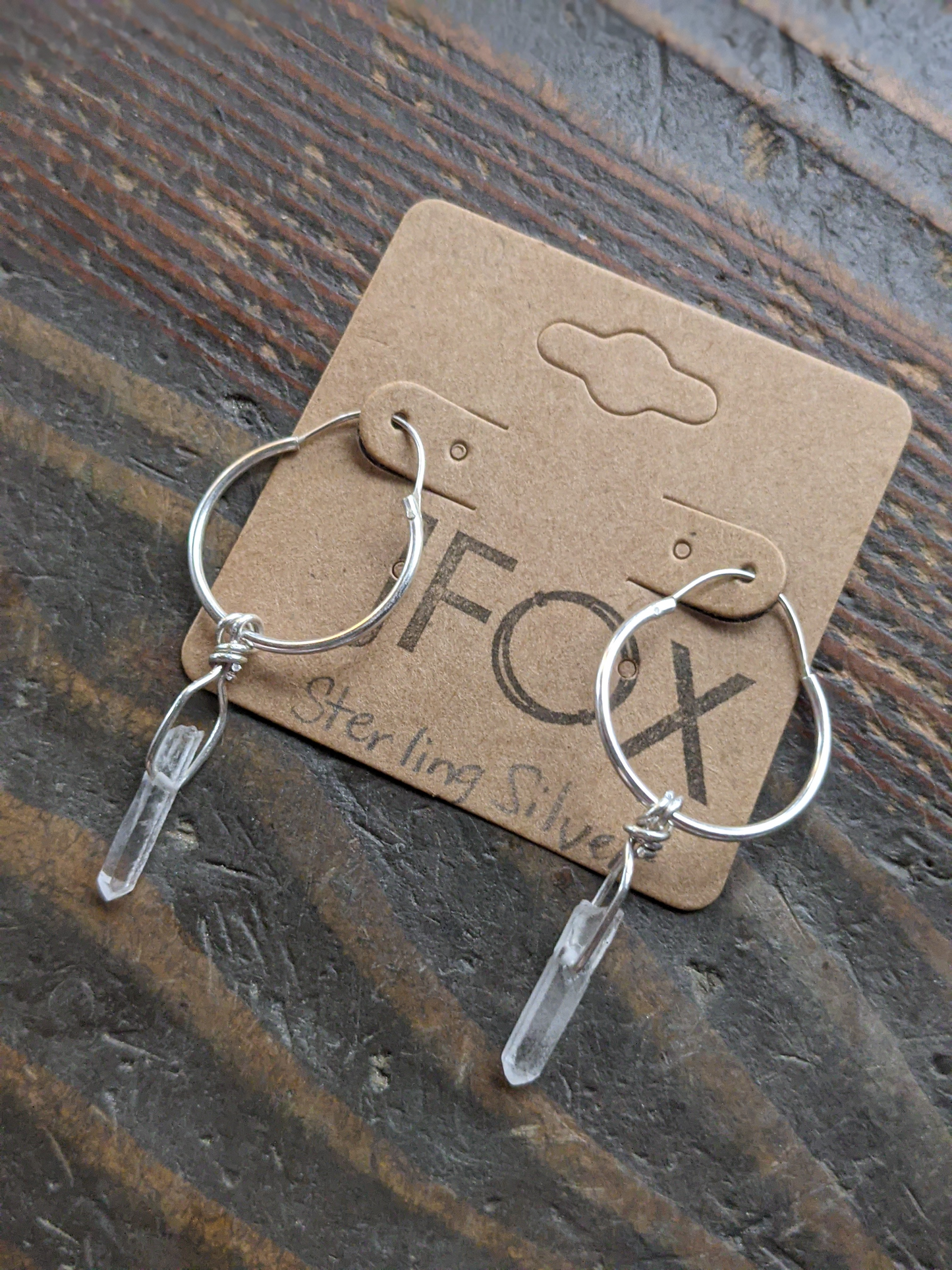 Quartz crystal Sterling Silver Hoops