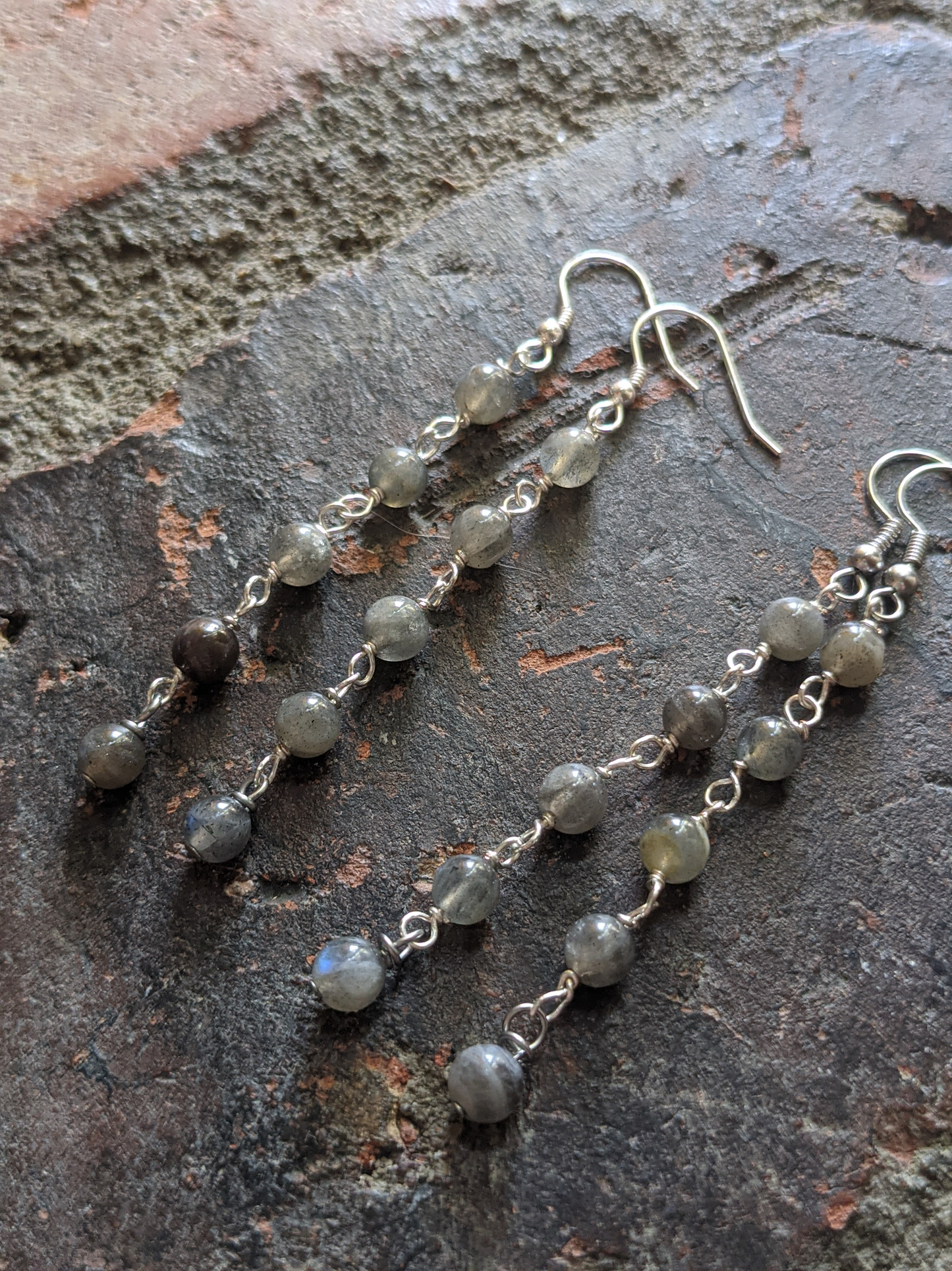 Labradorite Wirewrapped Drop Earrings