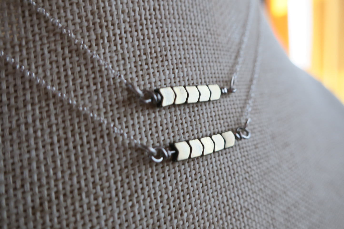 Chevron Gold Hematite Necklace on Sterling Silver (MTO)