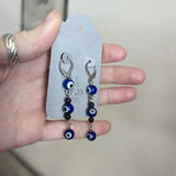 Blue Evil Eye Beaded Earrings