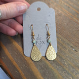 Hammered Teardrop And Amazonite Earrings (brass or silver)