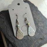 Hammered Teardrop And Amazonite Earrings (brass or silver)