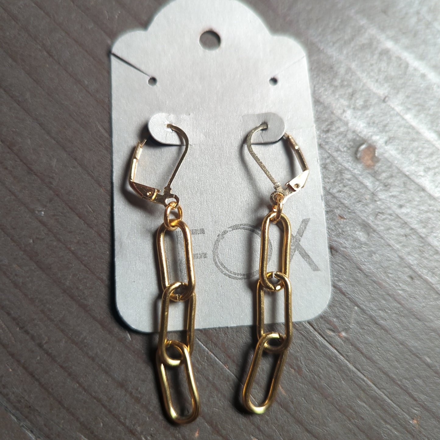 Paper Clip Chain Gold Hoop Earrings