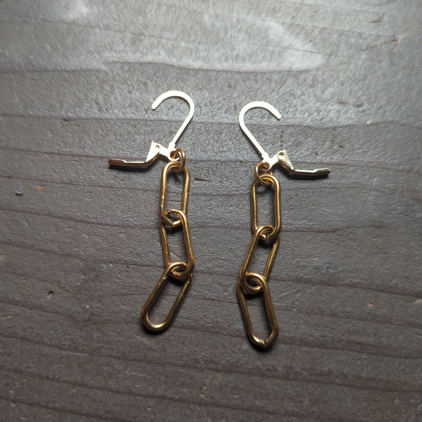 Paper Clip Chain Gold Hoop Earrings