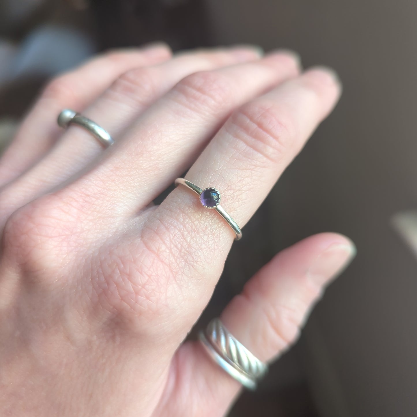 4mm Amethyst Sterling Silver Ring (various sizes available MTO)