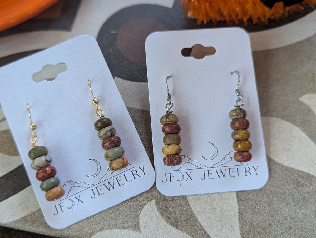 Picasso Jasper Drop Earrings (silver or gold