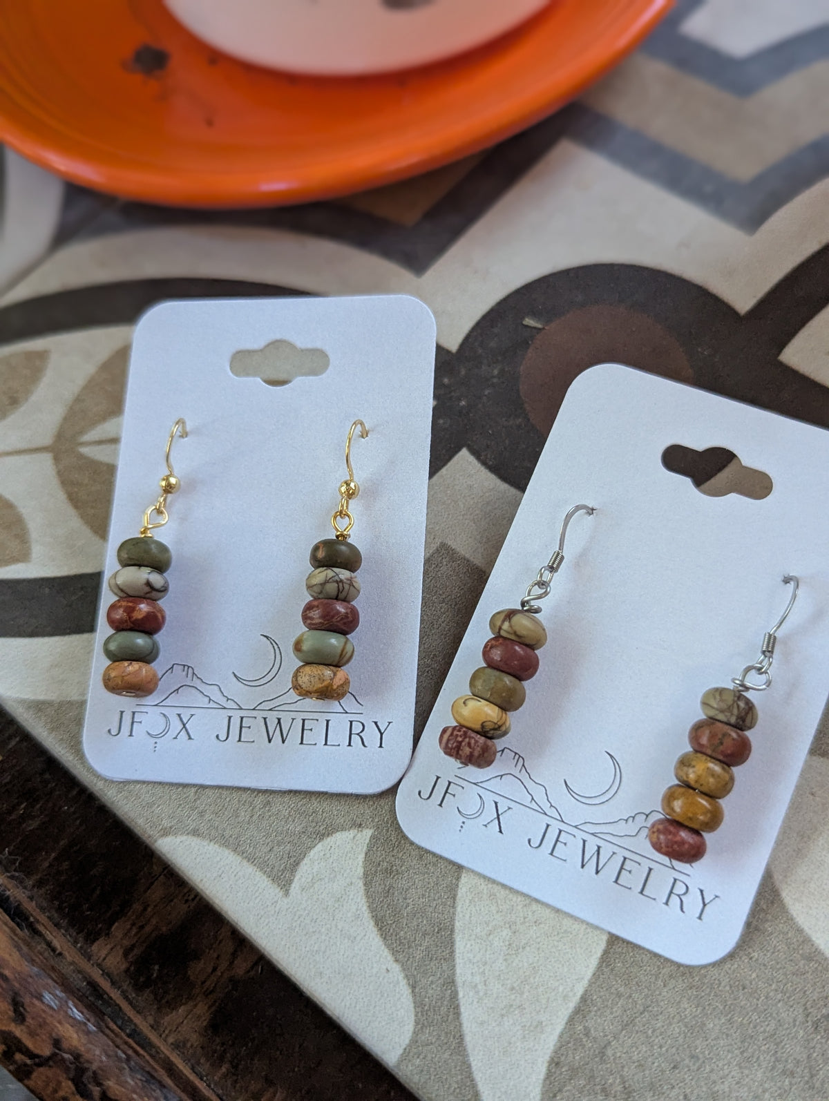 Picasso Jasper Drop Earrings (silver or gold