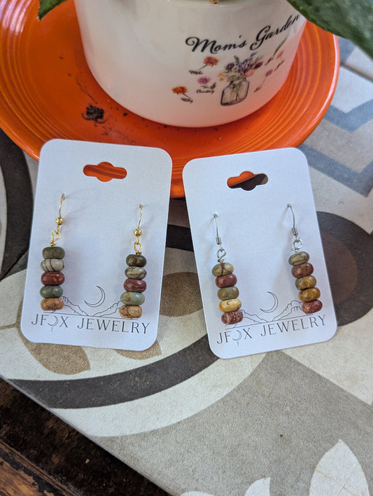 Pendientes colgantes de jaspe Picasso (varios metales disponibles)