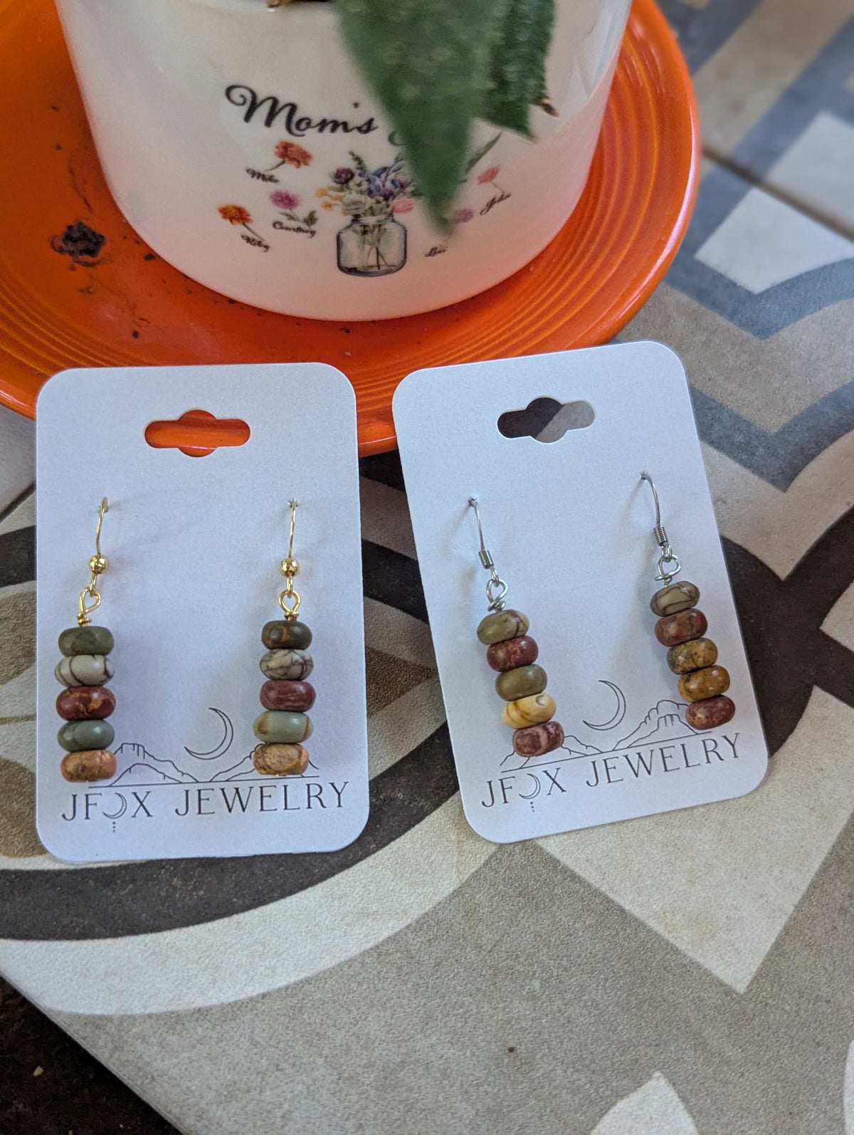 Picasso Jasper Drop Earrings (silver or gold