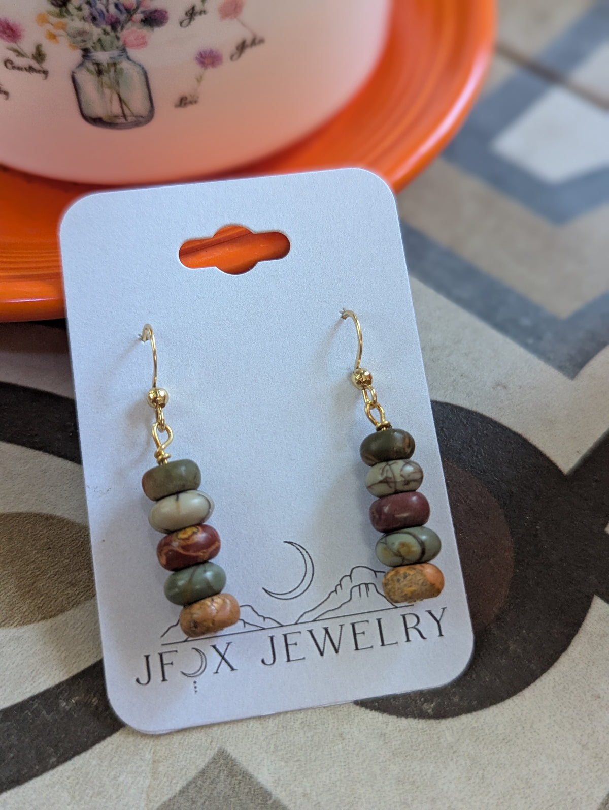Picasso Jasper Drop Earrings (silver or gold