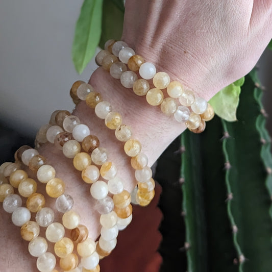 Pulseras de cuarzo sanador dorado (varios tamaños disponibles)