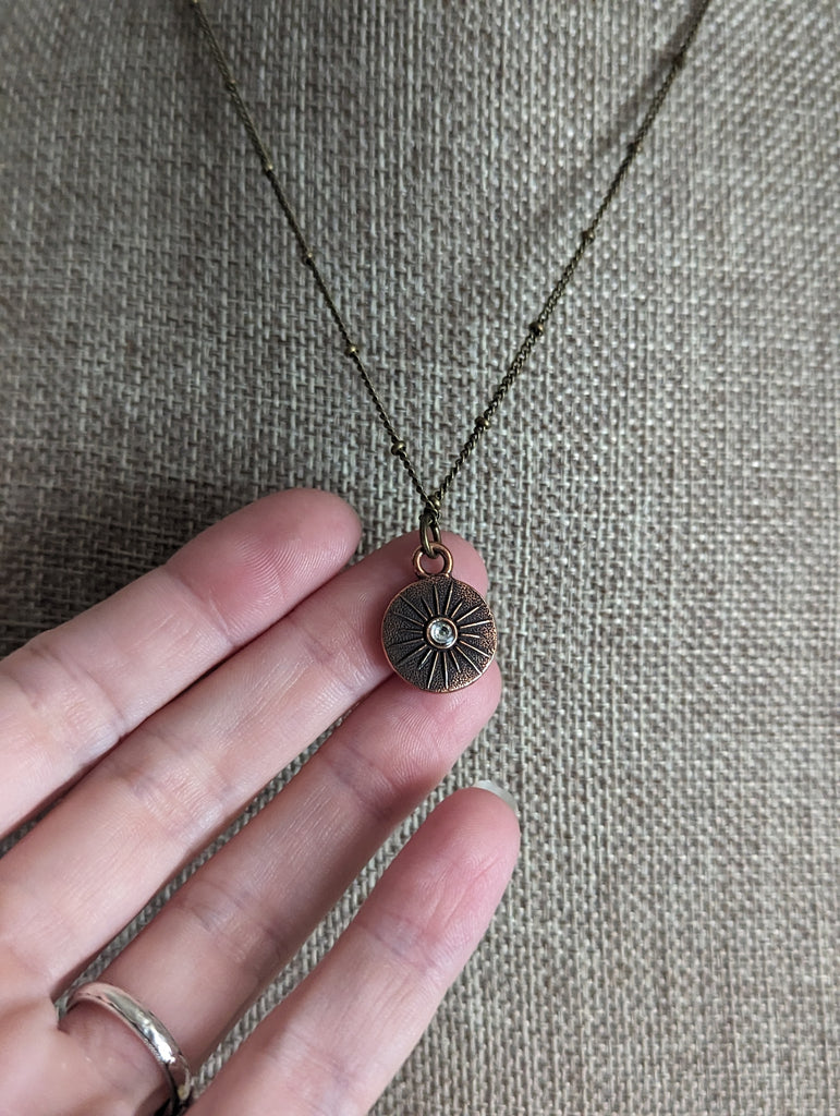 Double Sided Moon and Star Brass Necklace