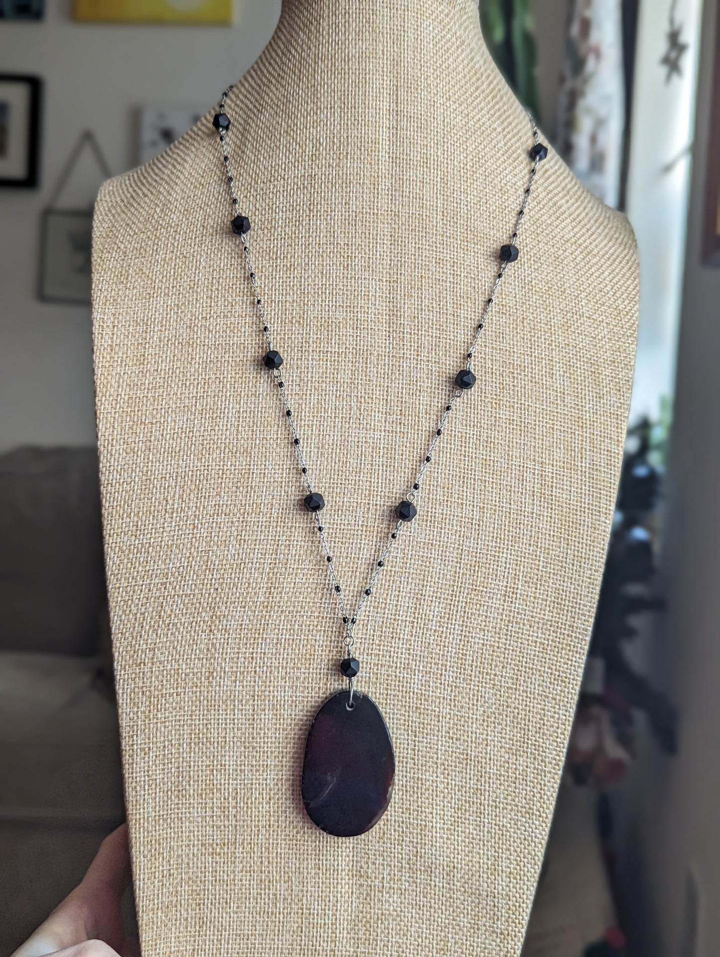Black Agate and Onyx Beaded Necklace