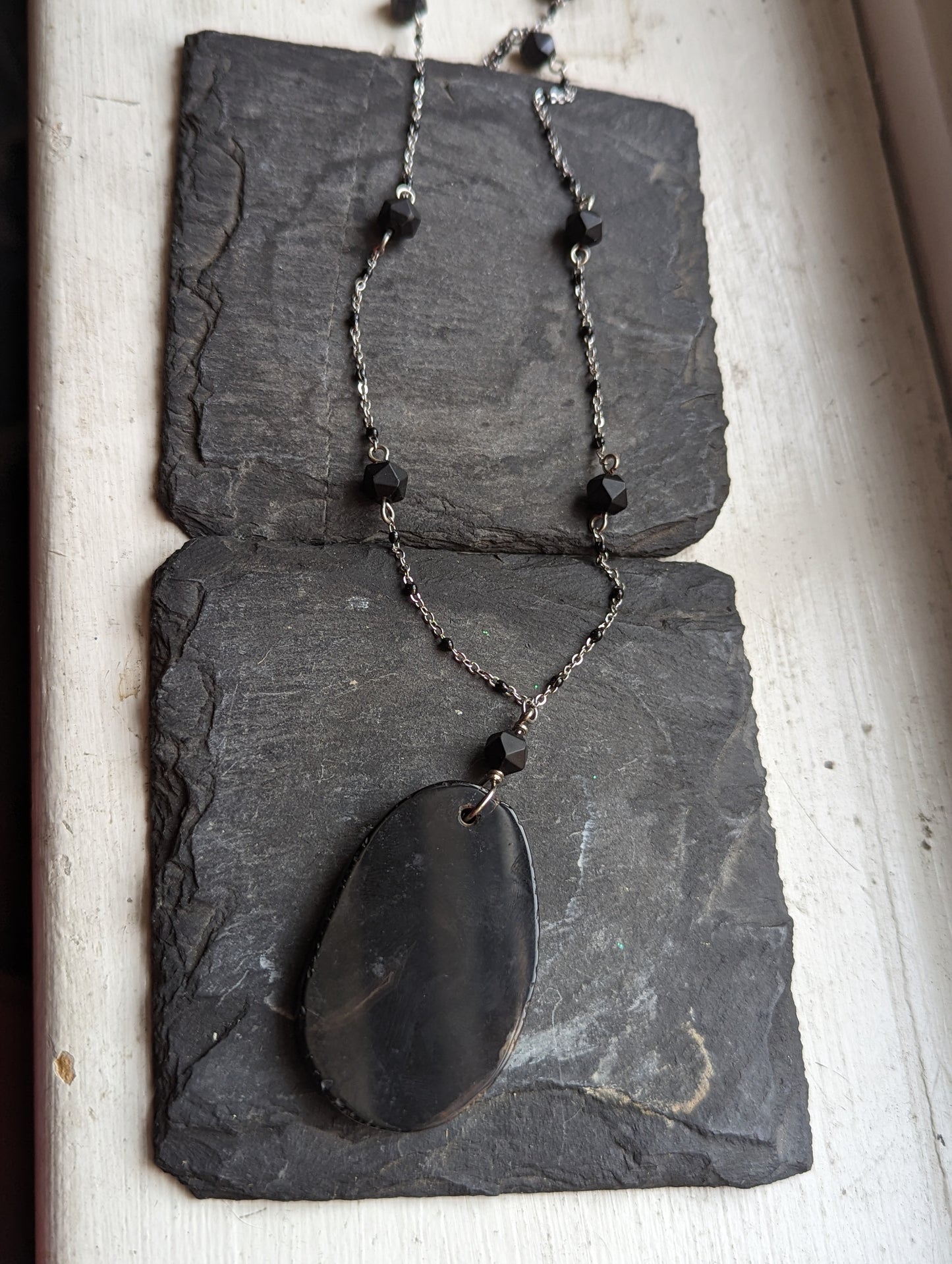 Black Agate and Onyx Beaded Necklace