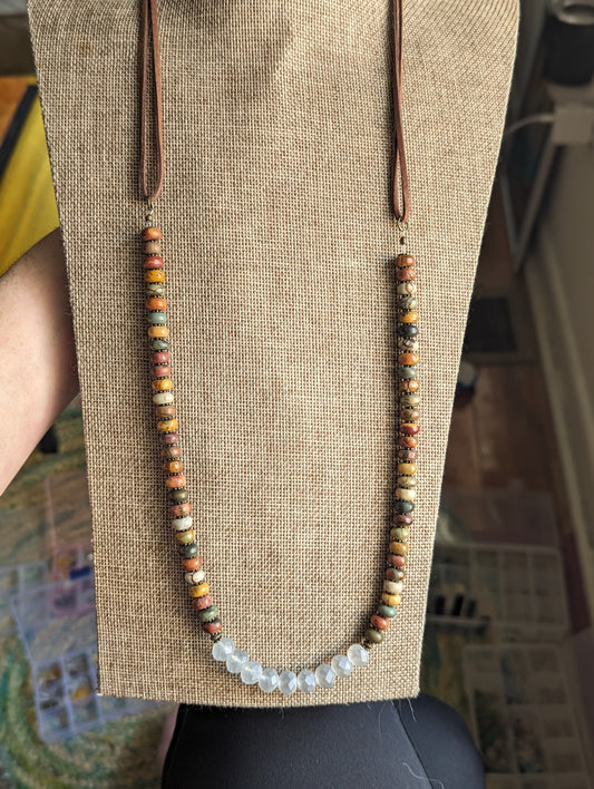 Picasso Jasper & Vegan Leather Necklace