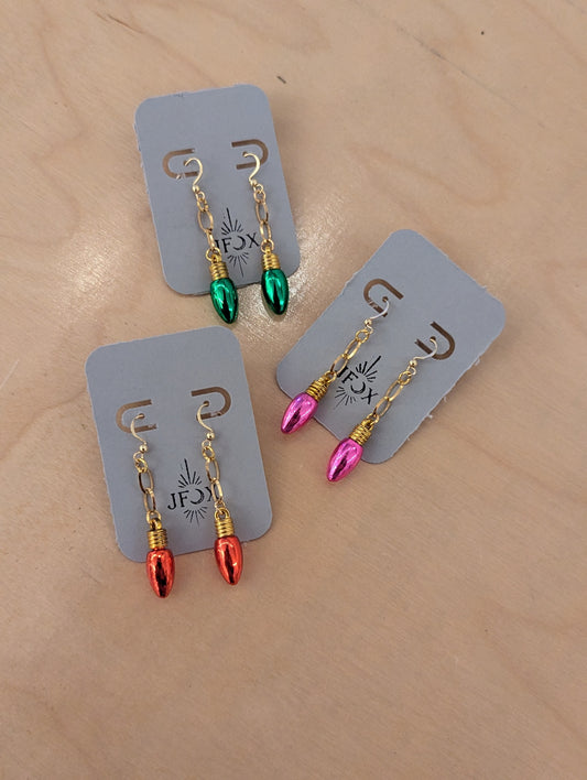 Christmas Light Bulb Earrings (various colors available)