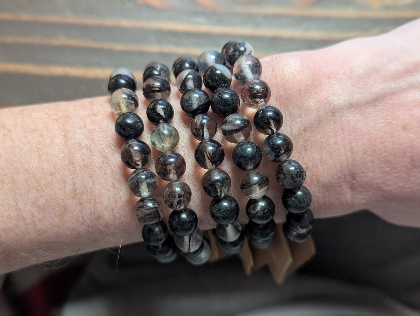 Black Tourmaline Quartz Bracelets (Various Sizes Available) *Retired Style*