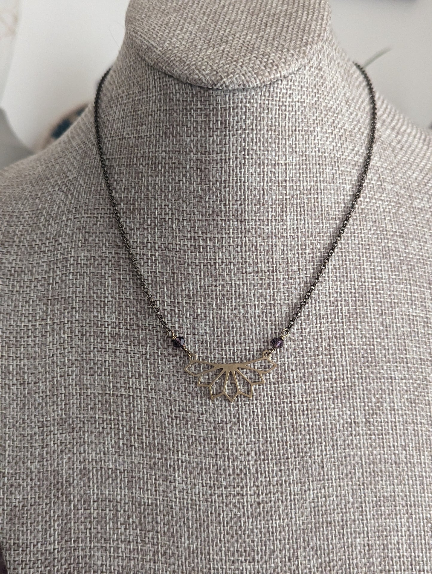 Brass Geometric Flower Necklace