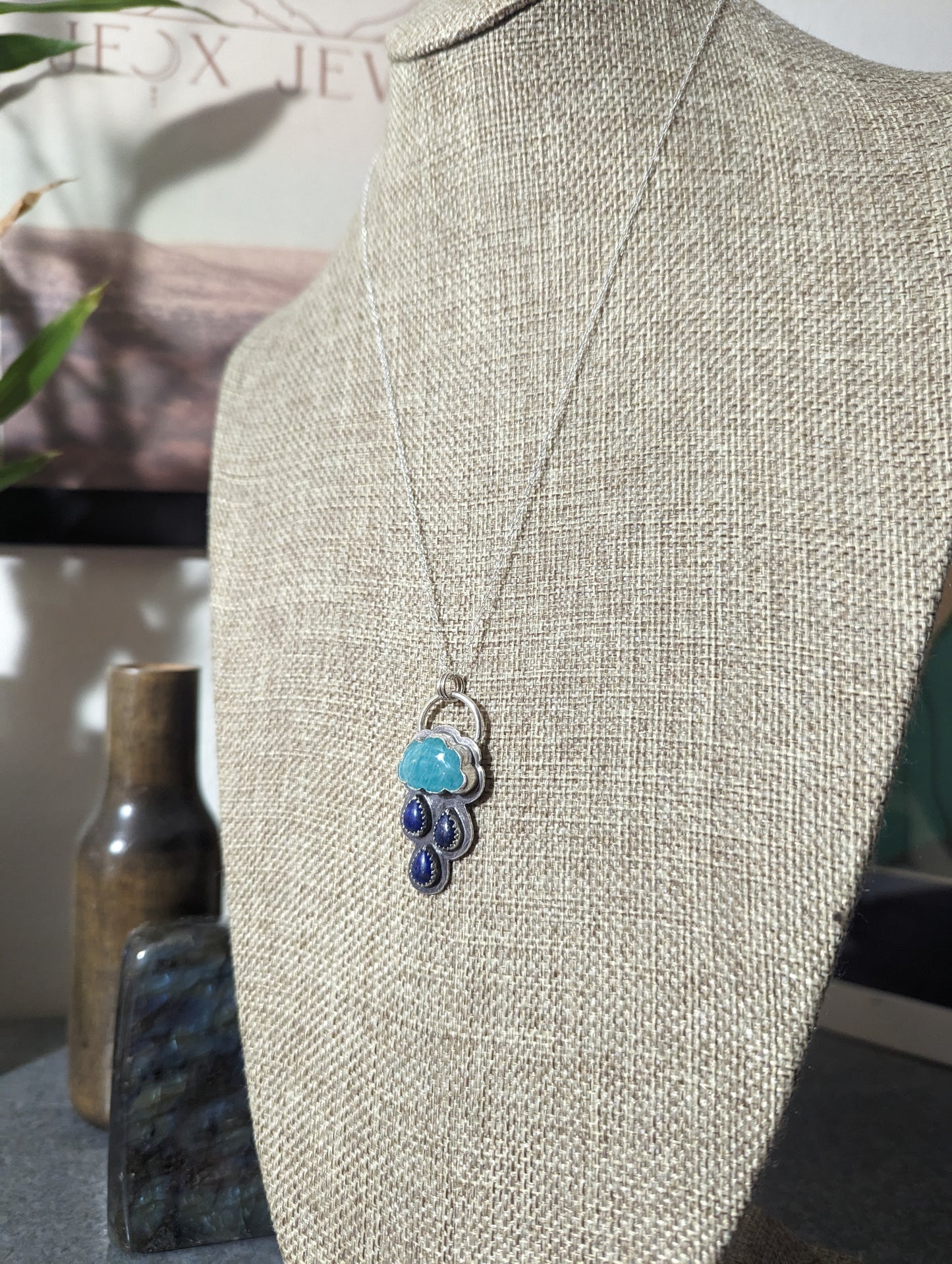 Amazonite and Lapis Lazuli Rainy Day Sterling Silver Necklace