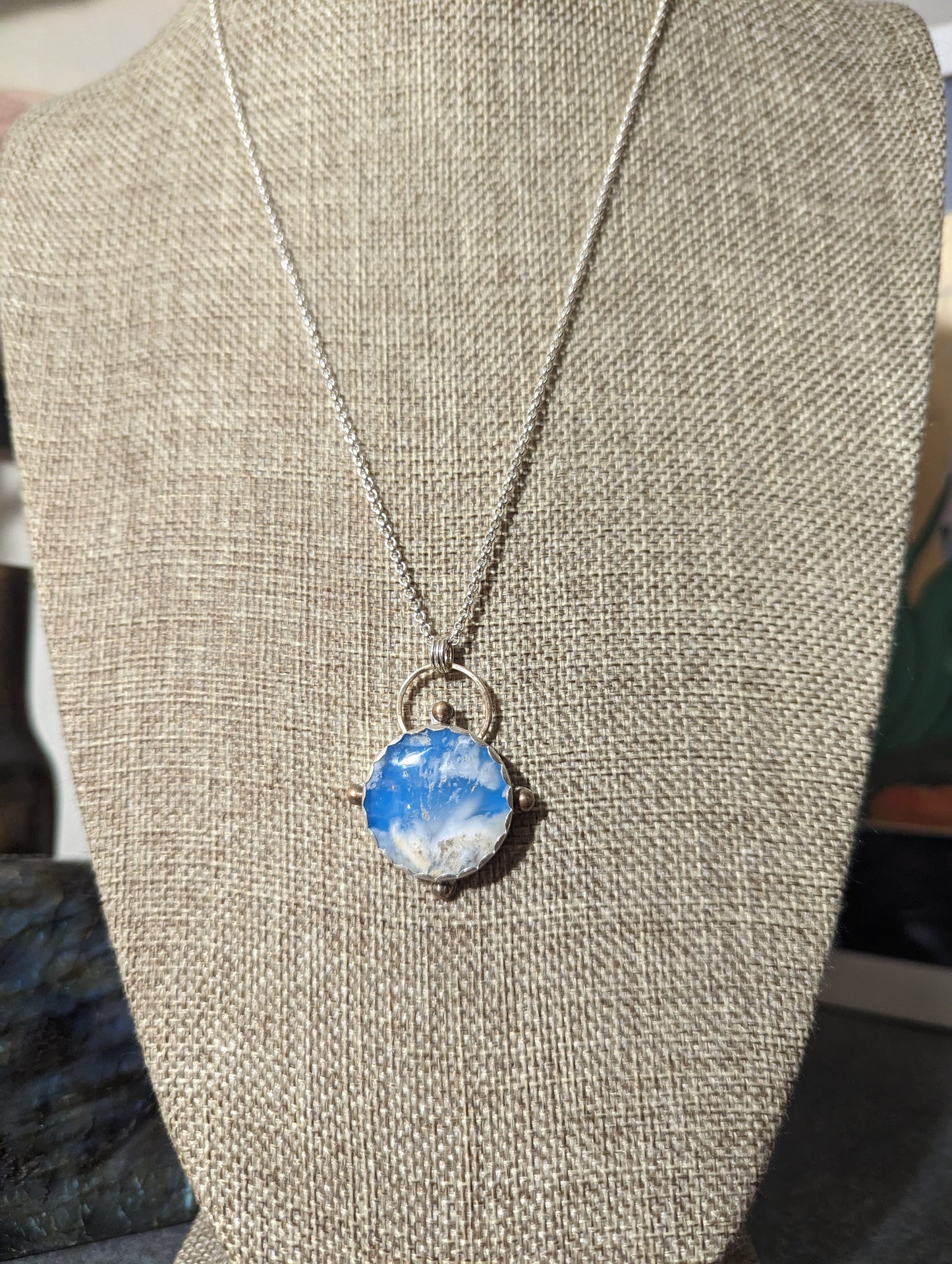Blue Sky Compass Sterling Silver Necklace (MTO)