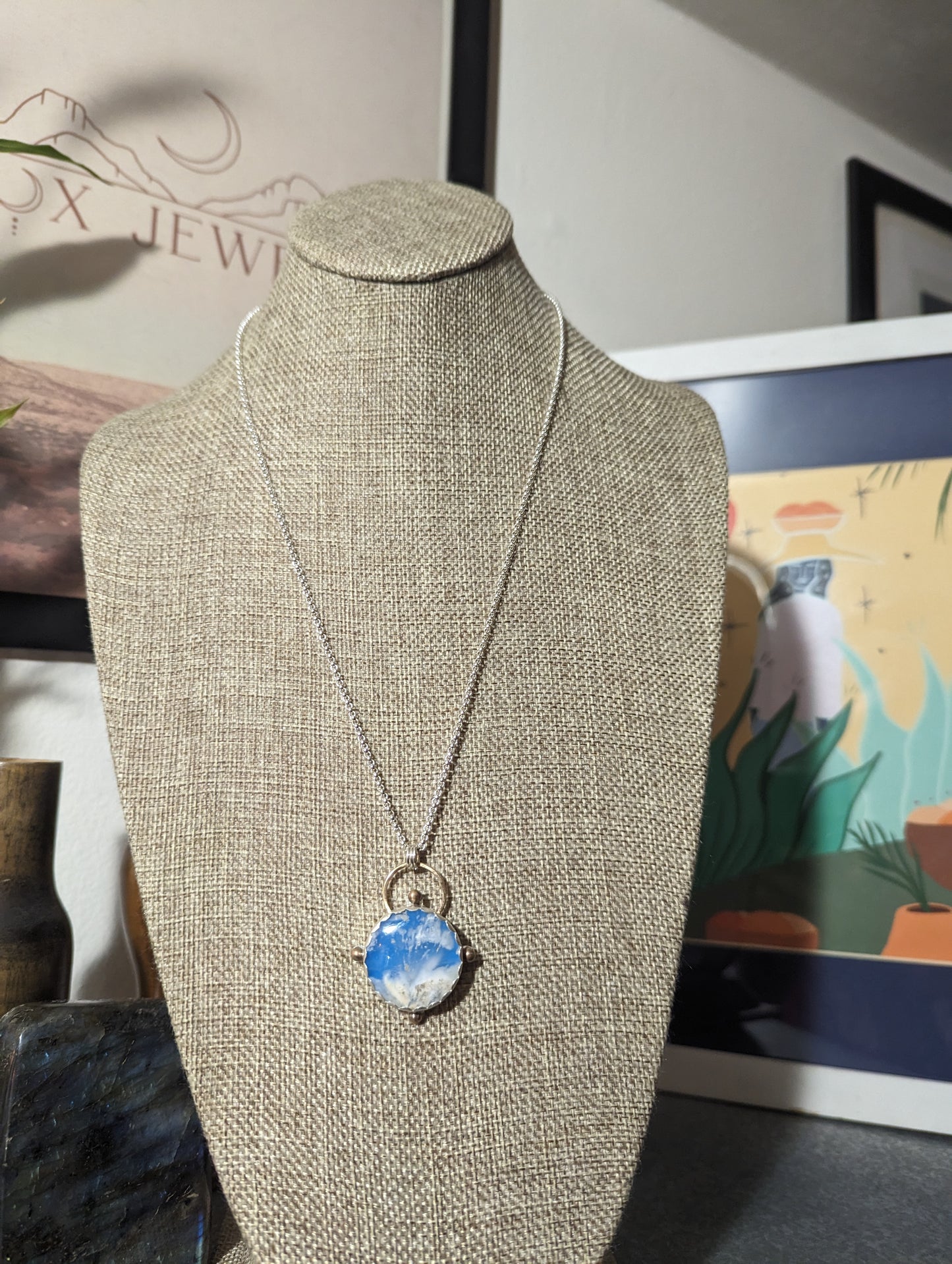 Blue Sky Compass Sterling Silver Necklace (MTO)