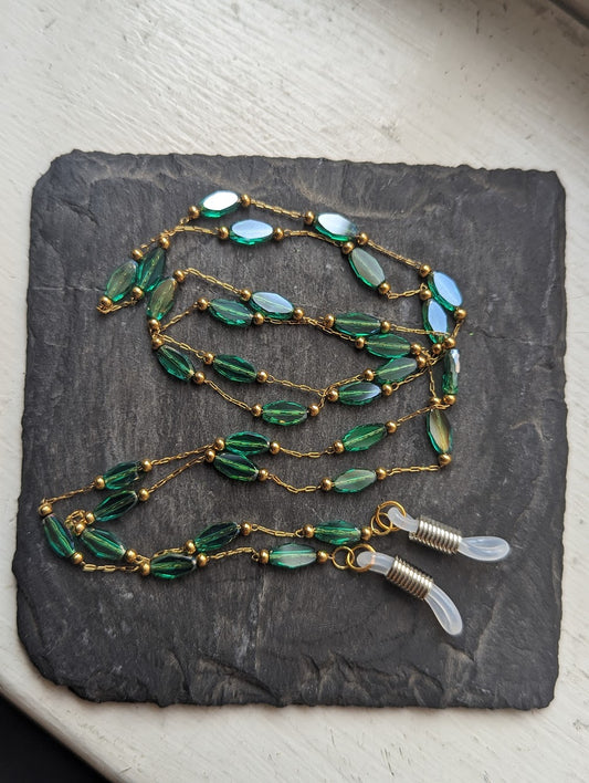 Green Beaded Eye Glass Strap