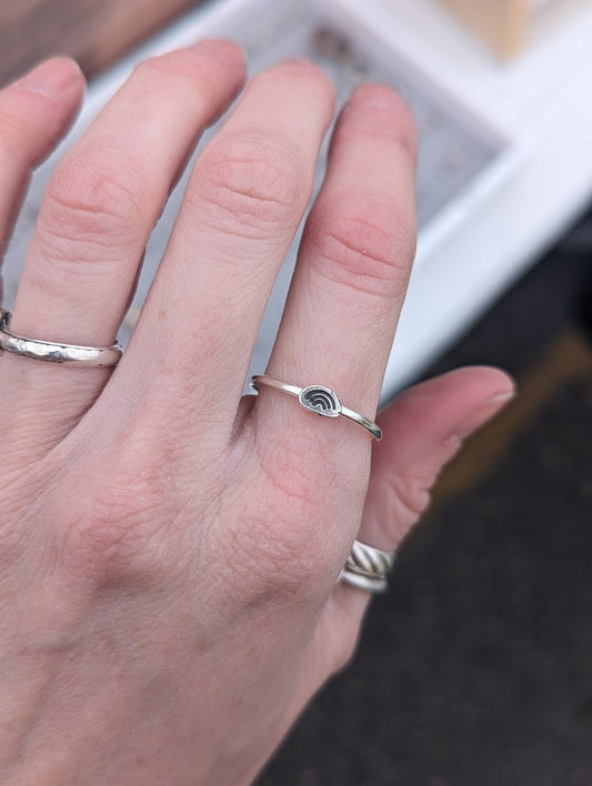 Rainbow Stamped Silver Ring (Made to Order) various sizes available