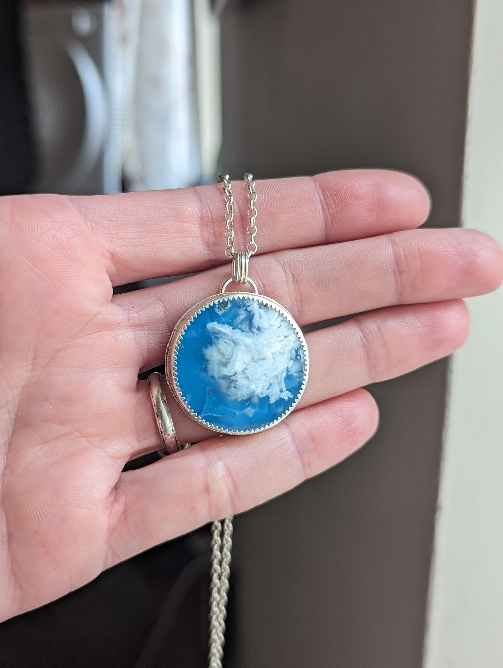 Blue Sky Round Sterling Silver Necklace