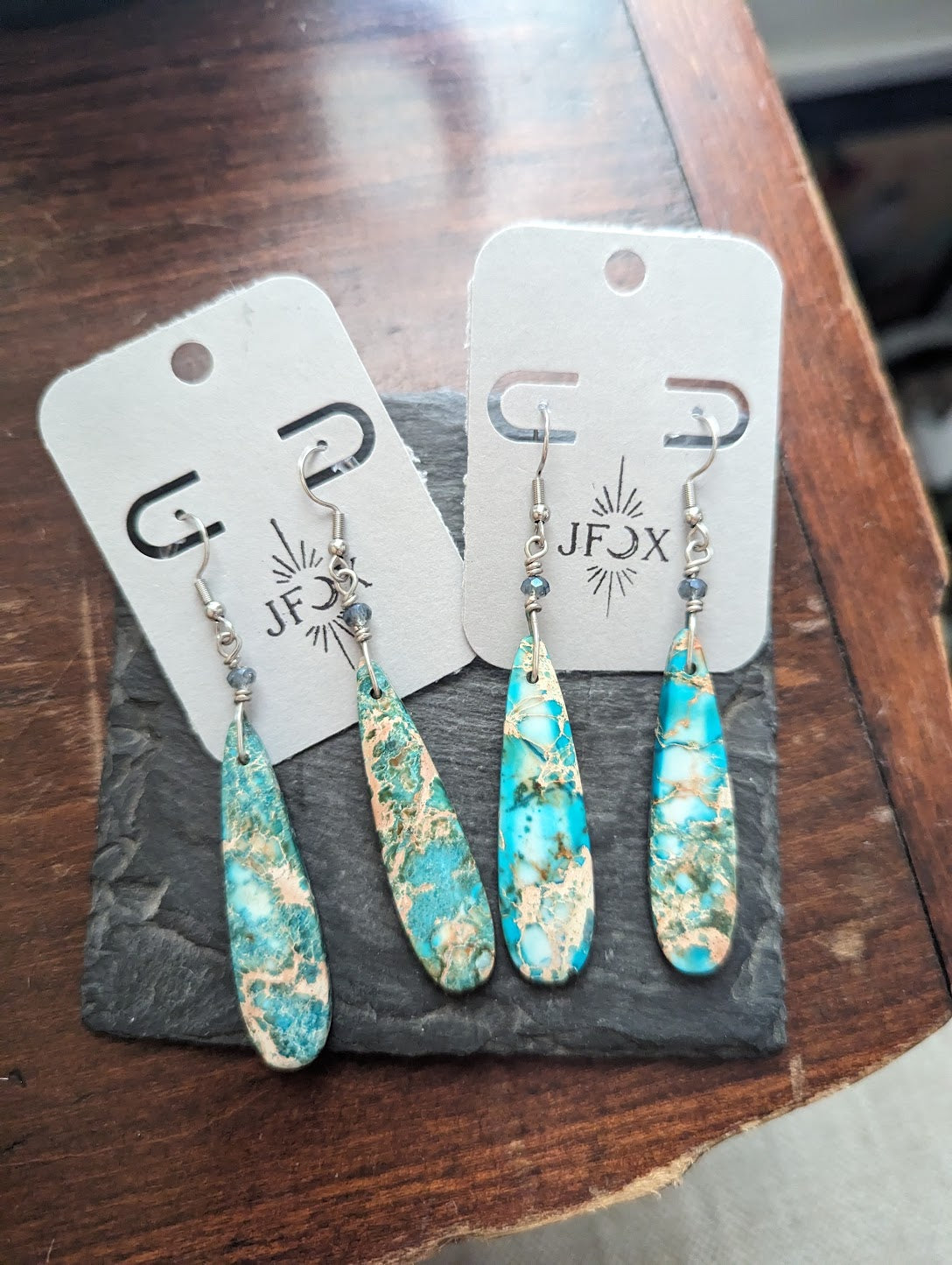 Aqua Sea Sediment Tear Drop Statement Earrings