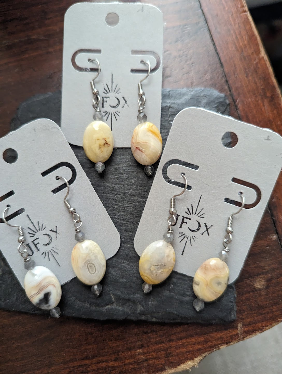 Crazy Lace Agate Oval Earrings